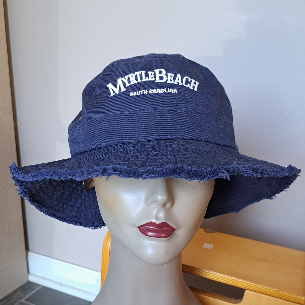 Distressed Raw Edge Myrtle Beach SC Bucket Hat